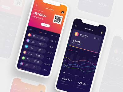 Cryptocurrencies Wallet - Mobile App app bitcoin crypto cryptocurrencies design exchange ios mobile trading wallet