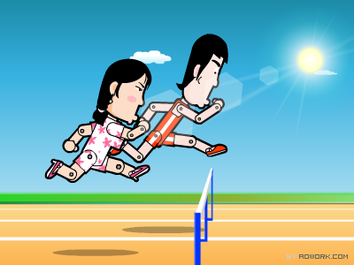 Liu Xiang & Miss lotus hurdle jump sun