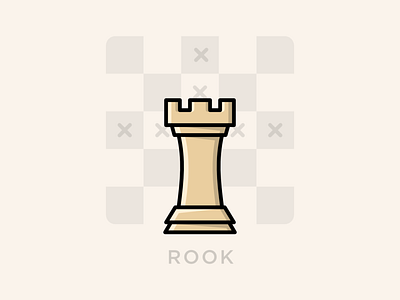 Chess Rook 🎲 2d artwork chess chess piece chessboard chesspiece design dribbble flat illustration lineart rook tactics vector