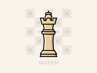 Chess Queen 🎲 2d artwork chess chess piece chessboard chesspiece design dribbble flat illustration lineart queen tactics vector