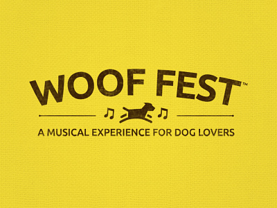 Woof Fest branding brown camp dog icon logo music pets texture vintage yellow