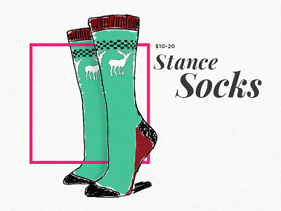 Stance Socks - Gifts Blog Post blog post green illustration lines magazine outline pink sketch socks square typography