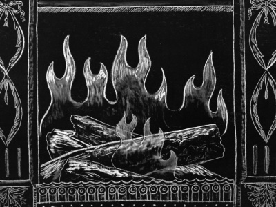 Chalk fireplace art - Johnston & Murphy 2013