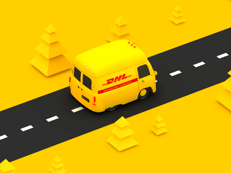 Animation for DHL animation delivery delivery service dhl sending shipping transport yellow car