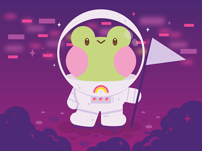 Frog in Space flat illustration vector