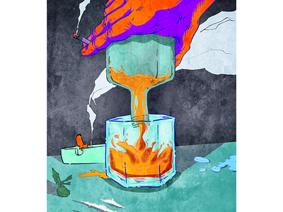Hourglass with wisky . NFT alcohol cocaine digital digitalart drugs illustration ilustración nft photoshop sketch whisky