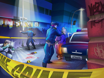 24th cartoon cat crime grandmother illustration ilustración kill killer muderes murderes police scene crime underground
