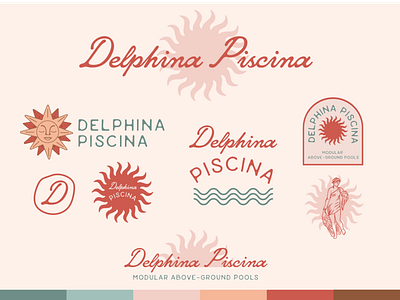 Delphina Piscina Logo Exploration adobe austin brand brand development brand identity branding color palette graphic design greece greek illustrator logo pool summer sun texas vacation vector vibes