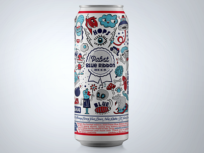 PBR submission 2020 alcohol branding beer beer art beer label branding can cartoon contest freelance fun graphic design illustration label logo pabst blue ribbon pbr side project