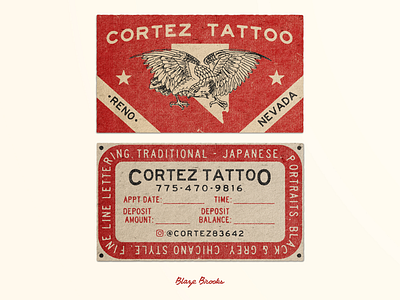 Cortez Tattoo Business Cards blaze blazebenbrooks business card matchbox label retro vintage