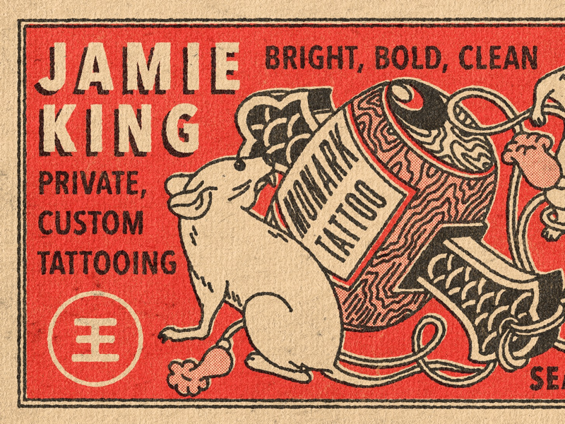 Jamie King Business Card blazebenbrooks blaze business card matchbox label vintage retro
