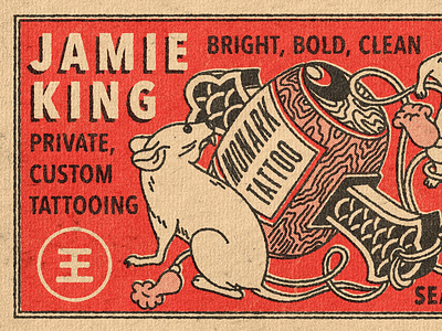 Jamie King Business Card blaze blazebenbrooks business card matchbox label retro vintage