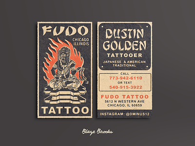 Fudo Tattoo Business Cards antique business cards print retro tattoo texture vintage