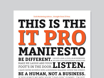 IT Pro Manifesto. flat manifesto spiceworks technology