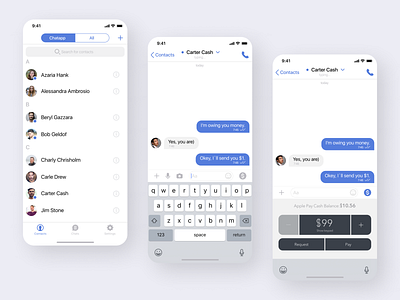 Messenger app app chat clean ui design flat icon ios messenger minimal send money sending ui ux vector