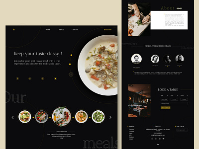 Classic restaurant color creative design homepage icon identity kit minimal page layout restaurant ui ui design ux web wireframe xd
