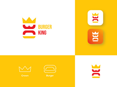 Burger king logo redesign ai appicon brand branding burger color crown design graphic icon identity illustration logo minimal