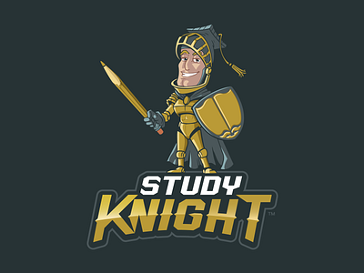 Mascot and Logo Design for StudyKnight™ adobe illustrator brand mark character design illustration knight mascot design studying word mark