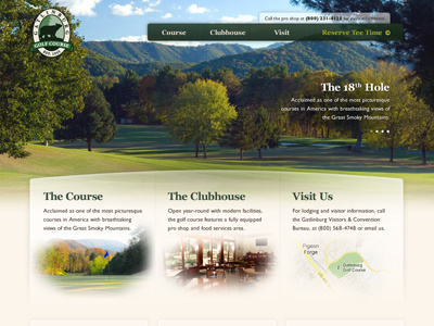 Golf Course Website feature golf green home page homepage navigation slideshow