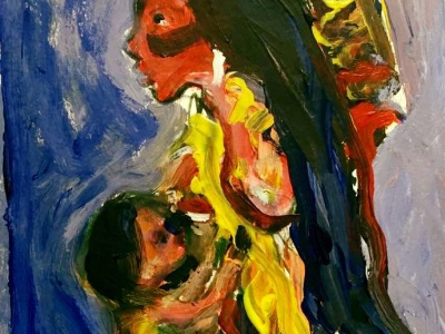 Native Woman and Child by BRUNI abstract african colorful art fine art indigenous native woman native woman people portraits woman and child woman portrait