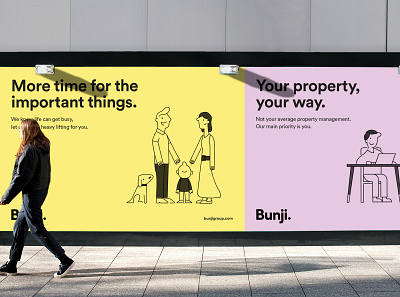 Hoarding for Bunji branding branding design design hoarding illustration layout signage typography