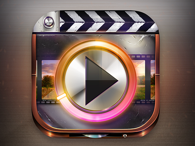 Movie player icon android app button icon ios ipad movies orange purple user interface