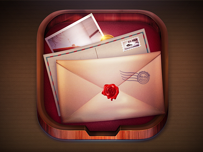 Mailbox app icon android app icon box envelope graphic design illustration ios mail paper wood