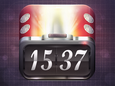 Shining Clock icon clock glow. speakers icon light red