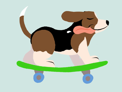 Hot-Doggin' It 2d animation beagle design flat gif illustration motion photoshop procreate skateboard vector