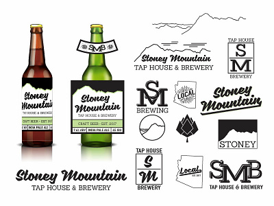 Stoney Mountain Tap House & Brewery arizona black white branding illustration logo mountain typography vector