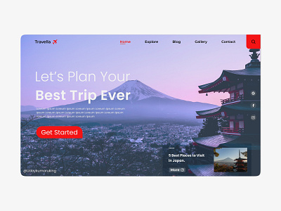 Landing Page for Travel website animation design figma flat identity illustration minimal typography ui ux vector web website