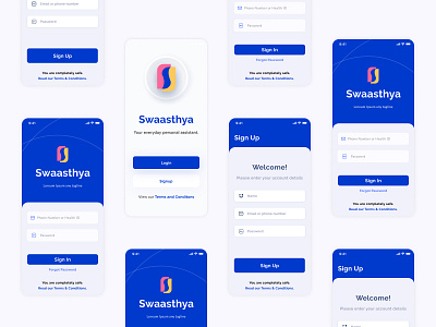 Swaasthya Mobile App Design animation app app design design figma flat identity illustrator ui ux vector