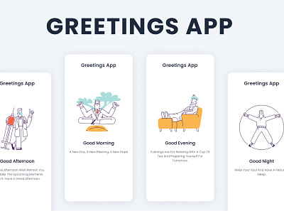 Greetings App app design figma flat graphic design illustration minimal ui