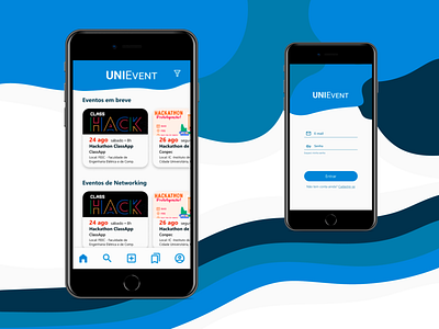 UniEvent: App for Hackathon ai app design event app figma hackathon illustrator iphone login mobile portuguese ui vector