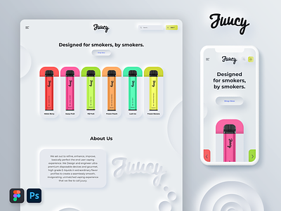 Juucy Main image app concept design figma figmadesign landing page neumorphic neumorphic design neumorphism ui uidesign