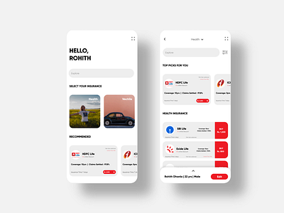 Insurance App Design design app designer insurance insurance app insurance company interface minimal mobile ui uidesign uiux visual design