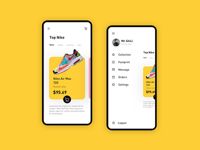 Fashion clothing application app shoes shopping app ui