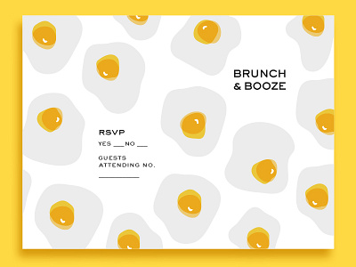 Eggs brunch colorful illustration invitation layout playful quirky typography yellow