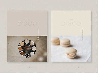 Cafe Disco branding cafe coffee editorial food layout macaron minimal neutrals organic texture typography