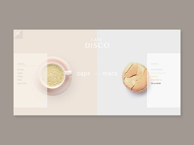 Cafe Disco branding cafe coffee dessert layout macaron minimal symmetry typography web