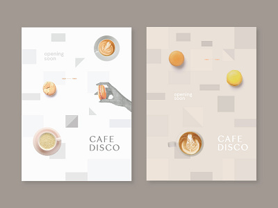Posters branding cafe disco macaron modern neutral posters reflection shapes