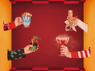 Drinks colorful editorial hands pattern photo illustration photography playful quirky retro vintage whimsical