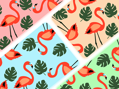 Flamingo and turtle leaf「火烈鸟与龟背叶」 branding flat icon illustration illustrator logo ux web
