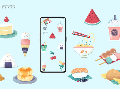 Smart phone wallpaper- food and drinks cute drinks food ice cream ramen sushi tea