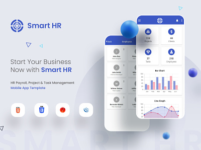 SmartHR - HR, Payroll, Project & Task Management App Template android template cordova framework7 template hrms app template hrms mobile app mobile app template
