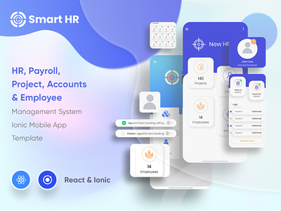 SmartHR - HR Management System - Ionic Mobile App Template employee hr management hr management template hr template hrms mobile app template payroll