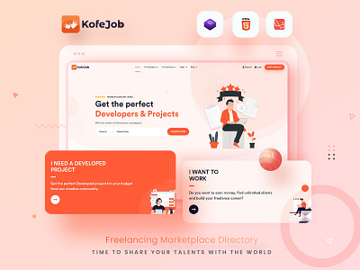 Kofejob - Freelancer Service Marketplace Bootstrap Template fiverr freelancer template job hiring jobs board jobs directory peopleperhour upwork