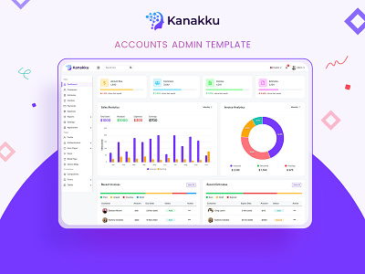 Kanakku - Sales, Invoices & Accounts Admin Template account management customer management invoice template payment management template