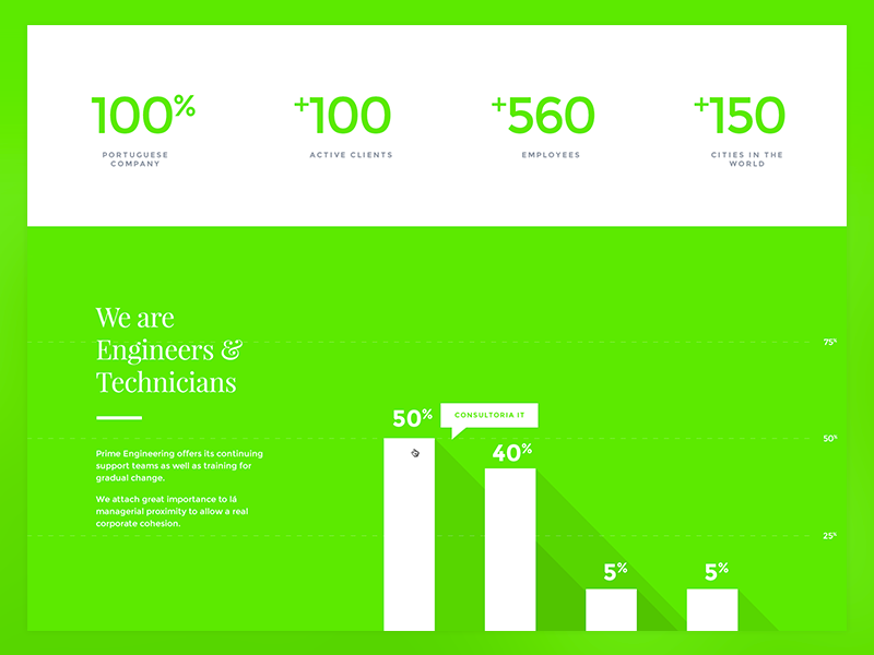 Statistics website white numbers green flat statistics graphics