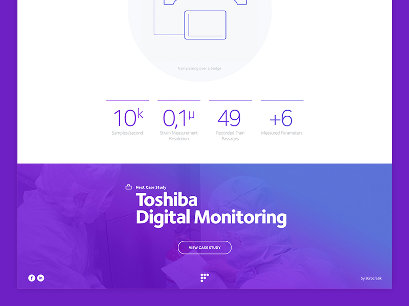 Footer case study statistics purple gradient photo ui website footer